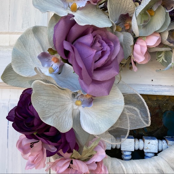 *SOLD*  Wreath handmade floral cream lilac sage purple - Picture 5 of 5